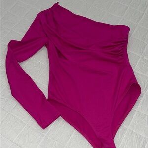 Zara women’s  One Shoulder Bodysuit - Fuchsia